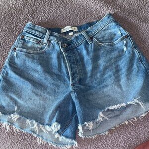 Abercrombie & Fitch Blue Jean Shorts High-Waisted Distressed